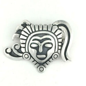 Aztec Head Sterling Taxco Brooch by Rivera